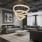 Luxury Three-Ring Abstract Crystal Waterfall Chandelier (Amber & Gold)