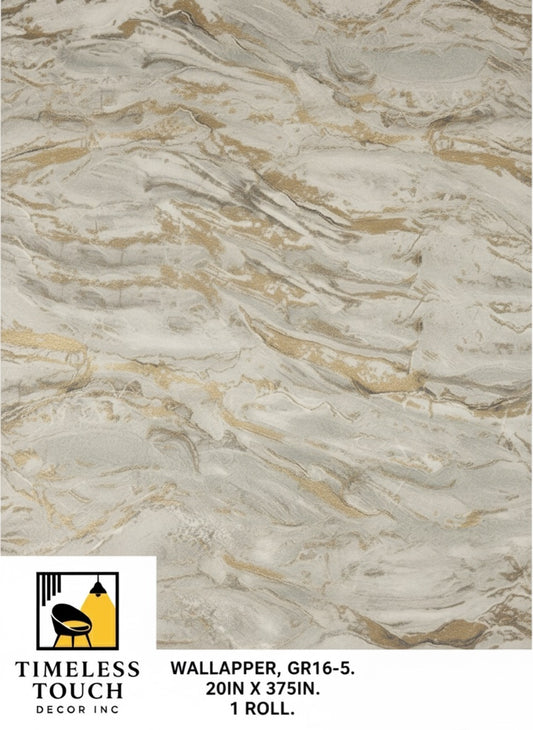 Luxury White & Gray Marble Peelable Wallpaper with Gold Veins (1.75 FT x 32 FT Roll)
