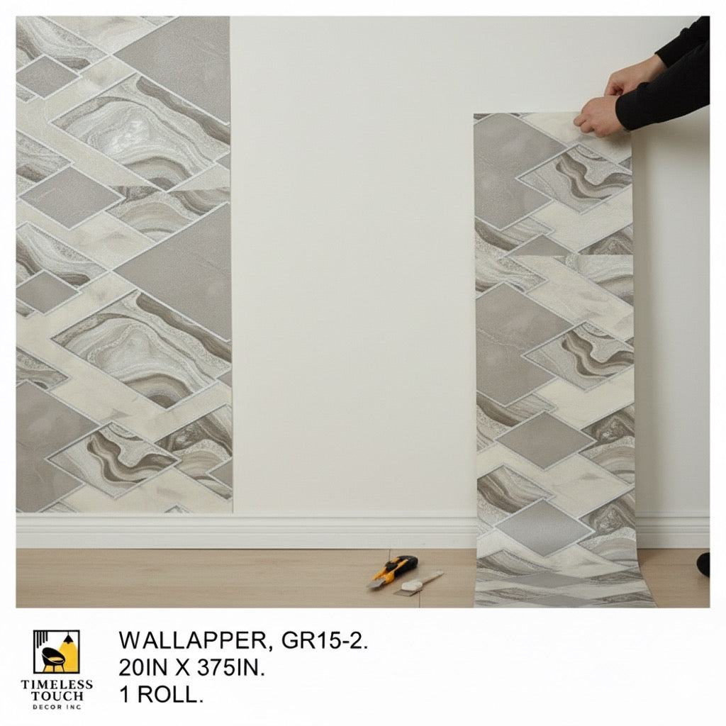 Luxury White & Light Gray Marble Wallpaper with Gold Metallic Veins (20IN x 375IN Roll)