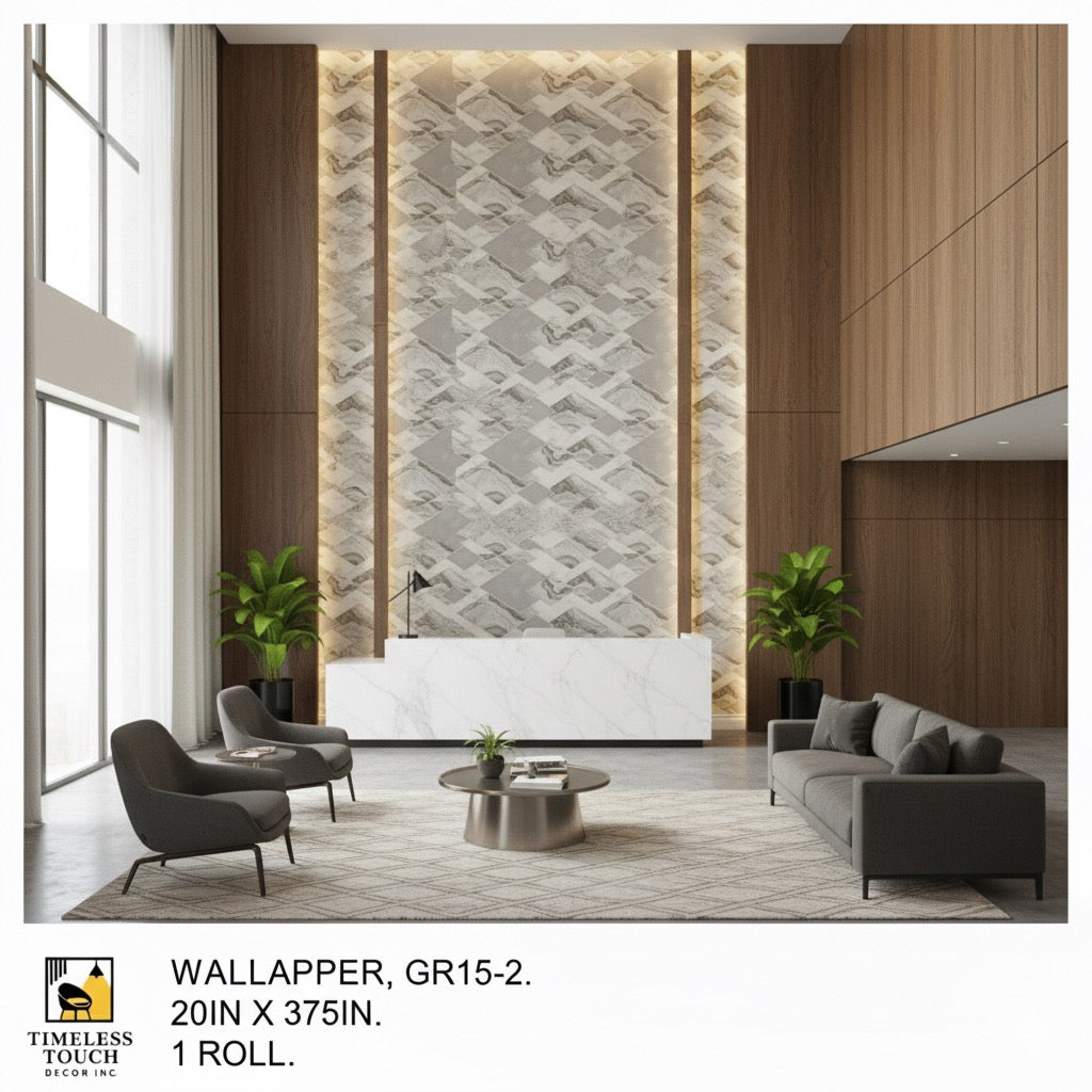 Luxury White & Light Gray Marble Wallpaper with Gold Metallic Veins (20IN x 375IN Roll)