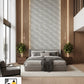 Luxury Geometric Mosaic Wallpaper with Metallic Outline (Gray Marble Texture)