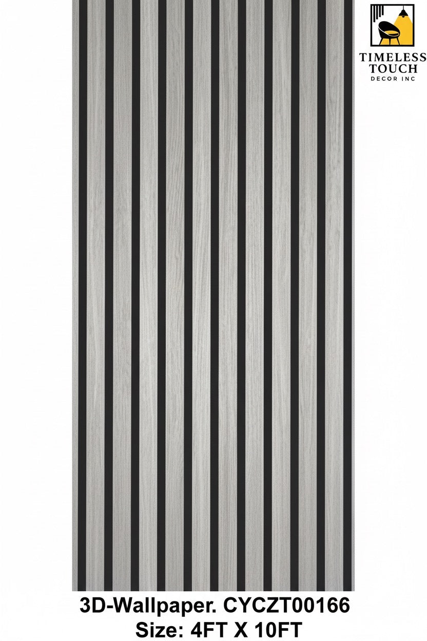 3D Light Oak Slat Wall Wallpaper (Modern Vertical Wood Look - 4 FT x 10 FT)