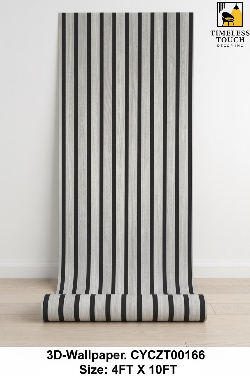 3D Light Oak Slat Wall Wallpaper (Modern Vertical Wood Look - 4 FT x 10 FT)