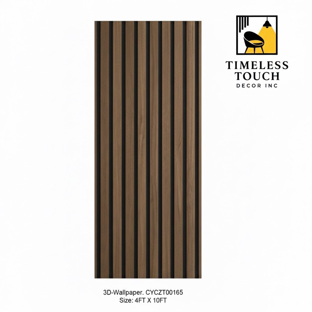 Wall Wallpaper (Modern Vertical Wood Look - 4 FT x 10 FT)