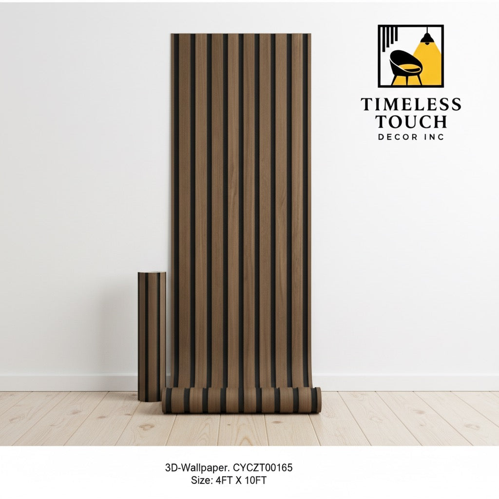 Wall Wallpaper (Modern Vertical Wood Look - 4 FT x 10 FT)