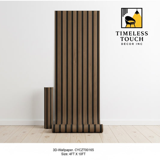 Wall Wallpaper (Modern Vertical Wood Look - 4 FT x 10 FT)