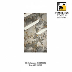 3D Luxury Black & White Marble Wallpaper with Gold Veins (4 FT x 10 FT Panel)