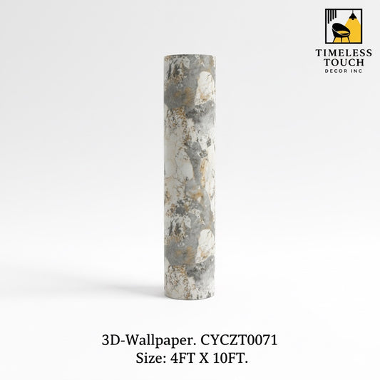 3D Luxury Black & White Marble Wallpaper with Gold Veins (4 FT x 10 FT Panel)