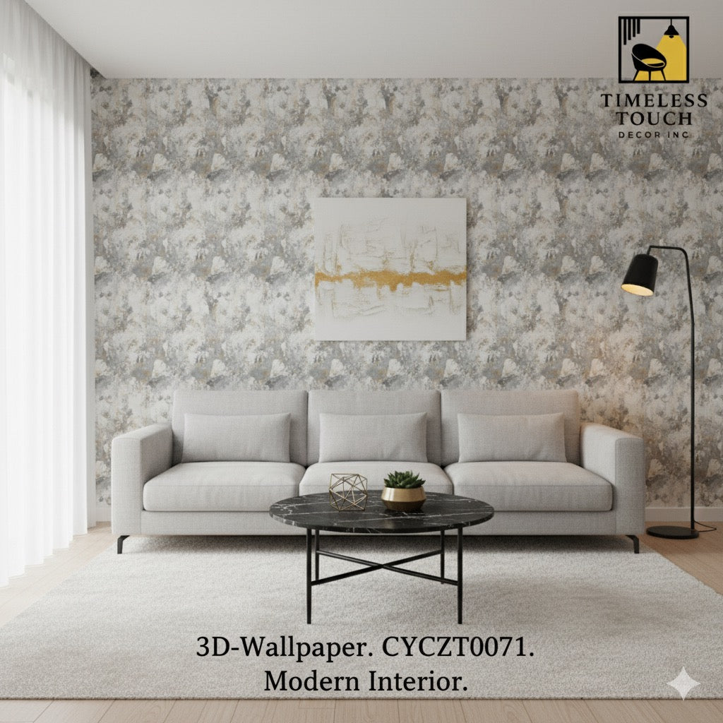 3D Luxury Black & White Marble Wallpaper with Gold Veins (4 FT x 10 FT Panel)