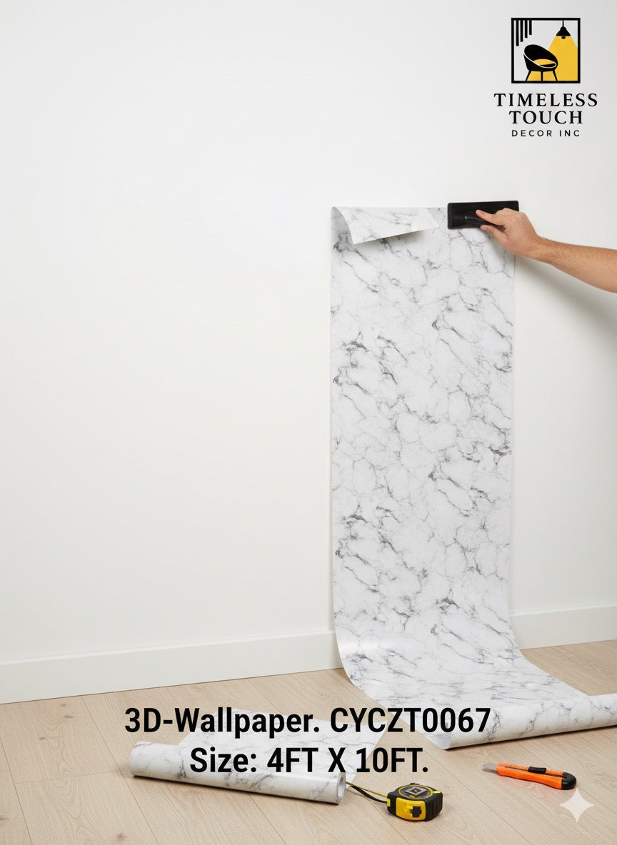 3D Abstract Earth-Tone Marble Wallpaper with Gold (4 FT x 10 FT Panel)