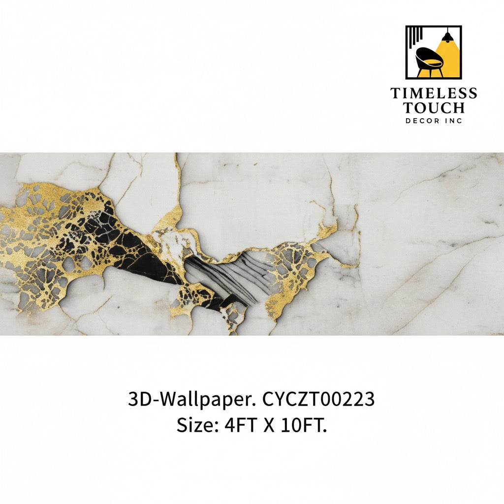 3D Classic White Carrara Marble Wallpaper (4 FT x 10 FT Panel)