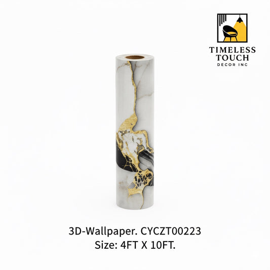 3D Classic White Carrara Marble Wallpaper (4 FT x 10 FT Panel)