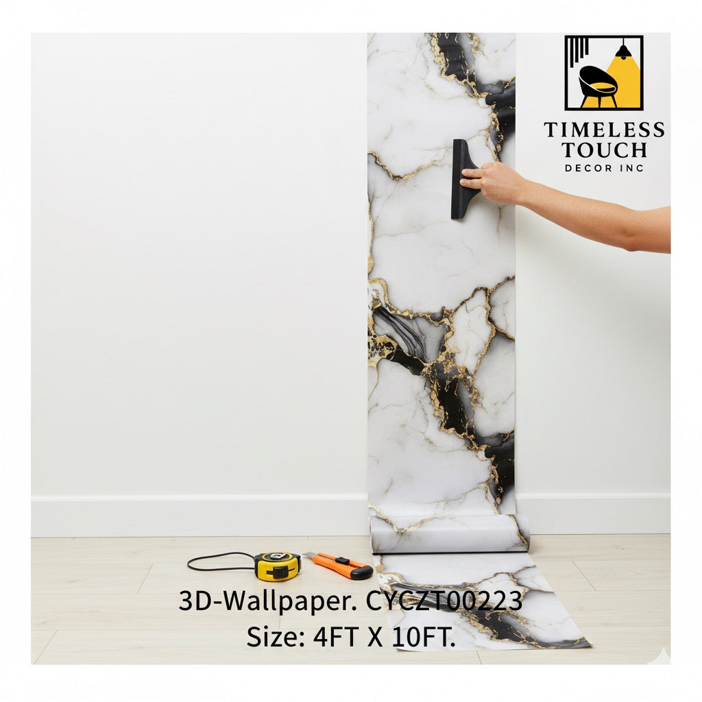 3D Classic White Carrara Marble Wallpaper (4 FT x 10 FT Panel)