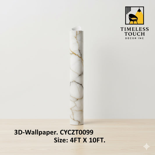 3D Luxury Navy Blue & Gold Veined Marble Wallpaper (4 FT x 10 FT Panel)