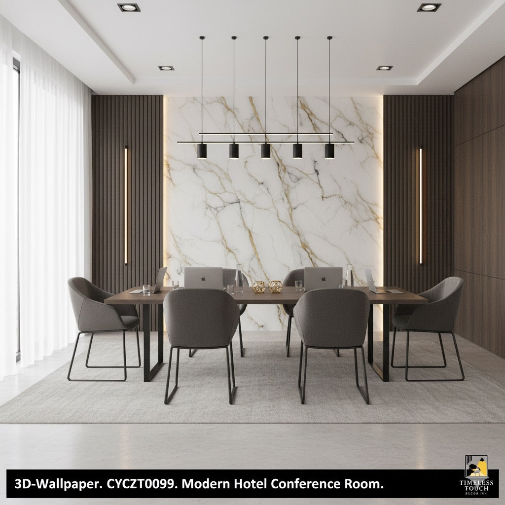 3D Luxury Navy Blue & Gold Veined Marble Wallpaper (4 FT x 10 FT Panel)