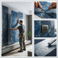 Royal Blue & Gold Webbed UV Marble Sheet (9ft x 4ft)