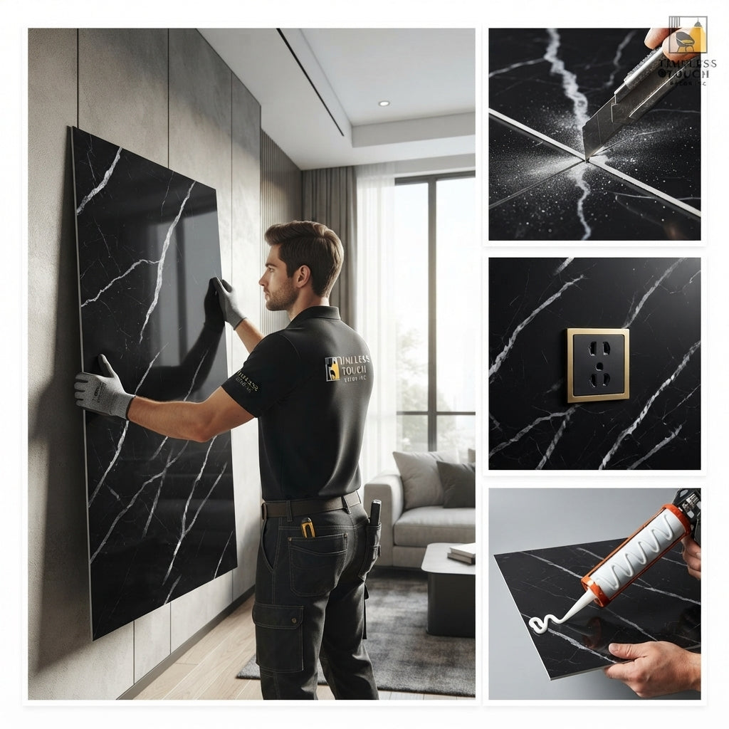 Nero Marquina Black & White UV Marble Sheet (9ft x 4ft)