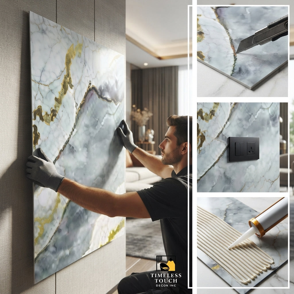 Luxury White & Gold UV Marble Sheet (9ft x 4ft)