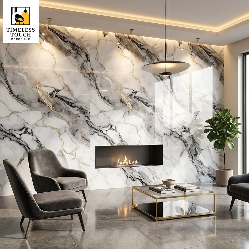 Calacatta Gold Fine Vein UV Marble Sheet (9ft x 4ft)