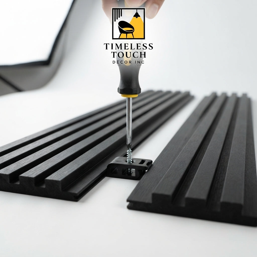 Black Ash WPC Fluted Wall Panel – 9 FT Decorative Waterproof Interior Wall Cladding