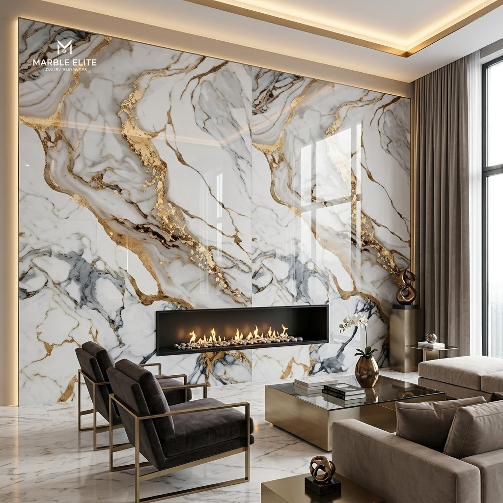 Timeless Touch UV Marble Sheet – 4' x 9' Calacatta Gold
