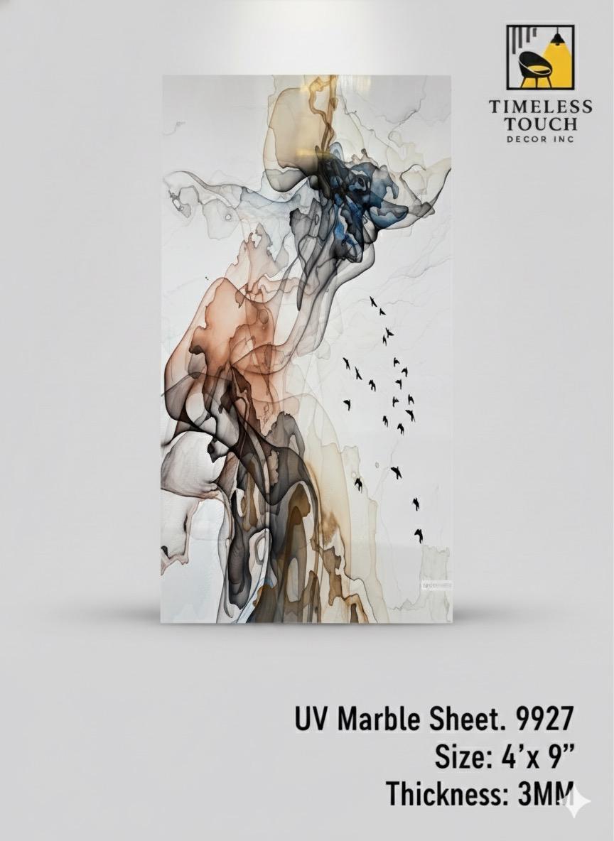 UV Marble Sheets, White Gold gray Veined