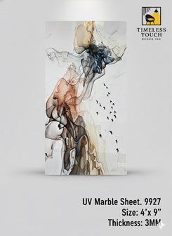 UV Marble Sheets, White Gold gray Veined