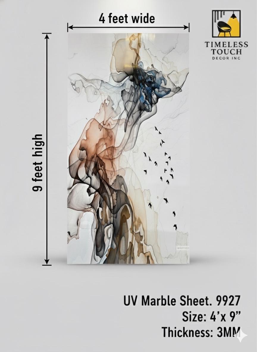 UV Marble Sheets, White Gold gray Veined