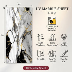 Black & Gold Calacatta UV Marble Sheet (9ft x 4ft)