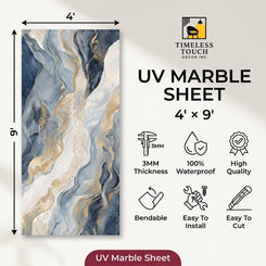 Luxury Blue & Gold UV Marble Sheet (9ft x 4ft)