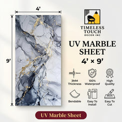 Charcoal & Gold Liquid UV Marble Sheet (9ft x 4ft)