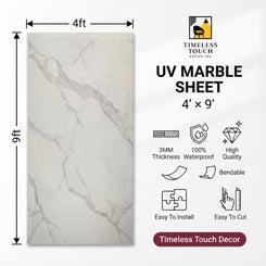Carrara White UV Marble Sheet (9ft x 4ft)