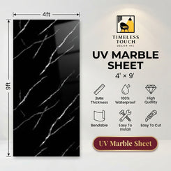 Nero Marquina Black & White UV Marble Sheet (9ft x 4ft)