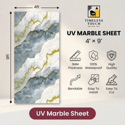 Luxury White & Gold UV Marble Sheet (9ft x 4ft)