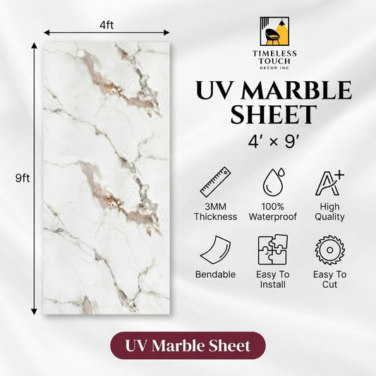 Classic White UV Marble Sheet (9ft x 4ft)