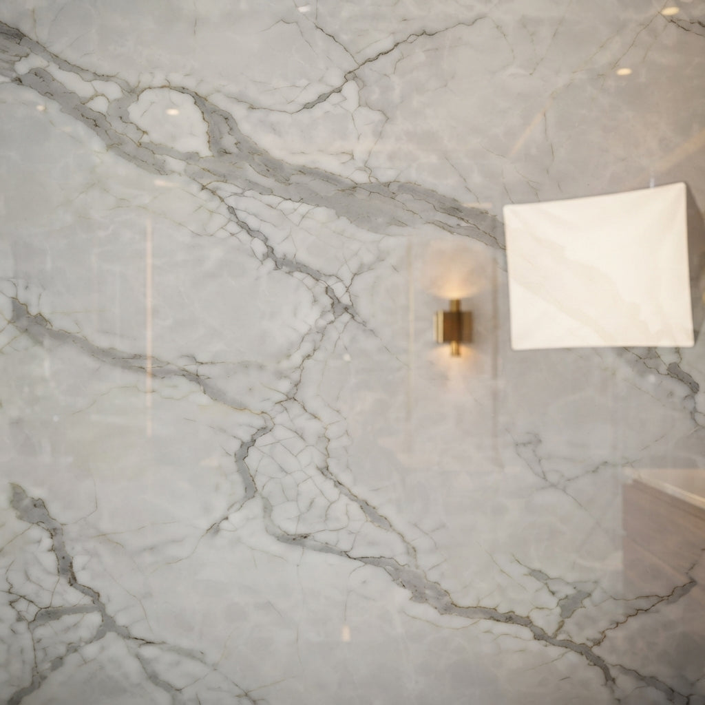 Carrara White UV Marble Sheet (9ft x 4ft)