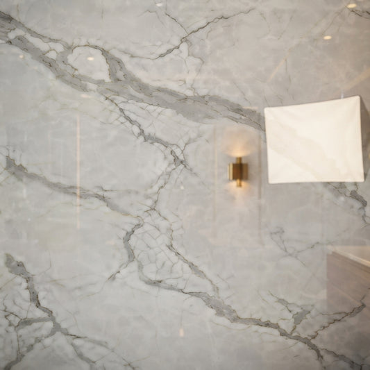 Carrara White UV Marble Sheet (9ft x 4ft)