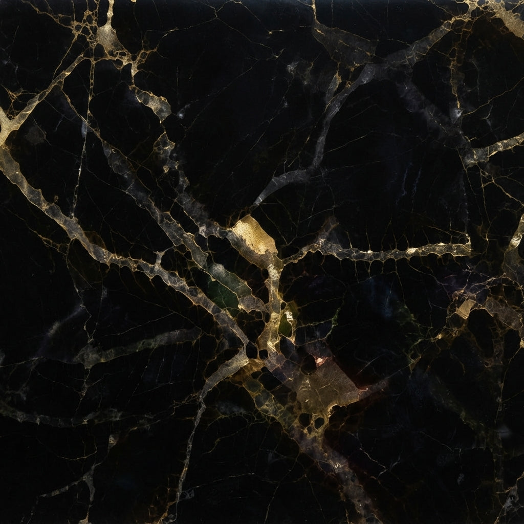 Black Portoro Gold Vein UV Marble Sheet (9ft x 4ft)