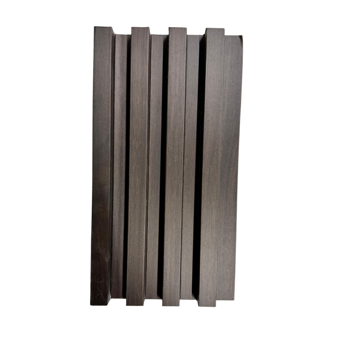 3D Fluted Wall Panel - Dark Walnut Faux Wood Grain (Vertical Slats)