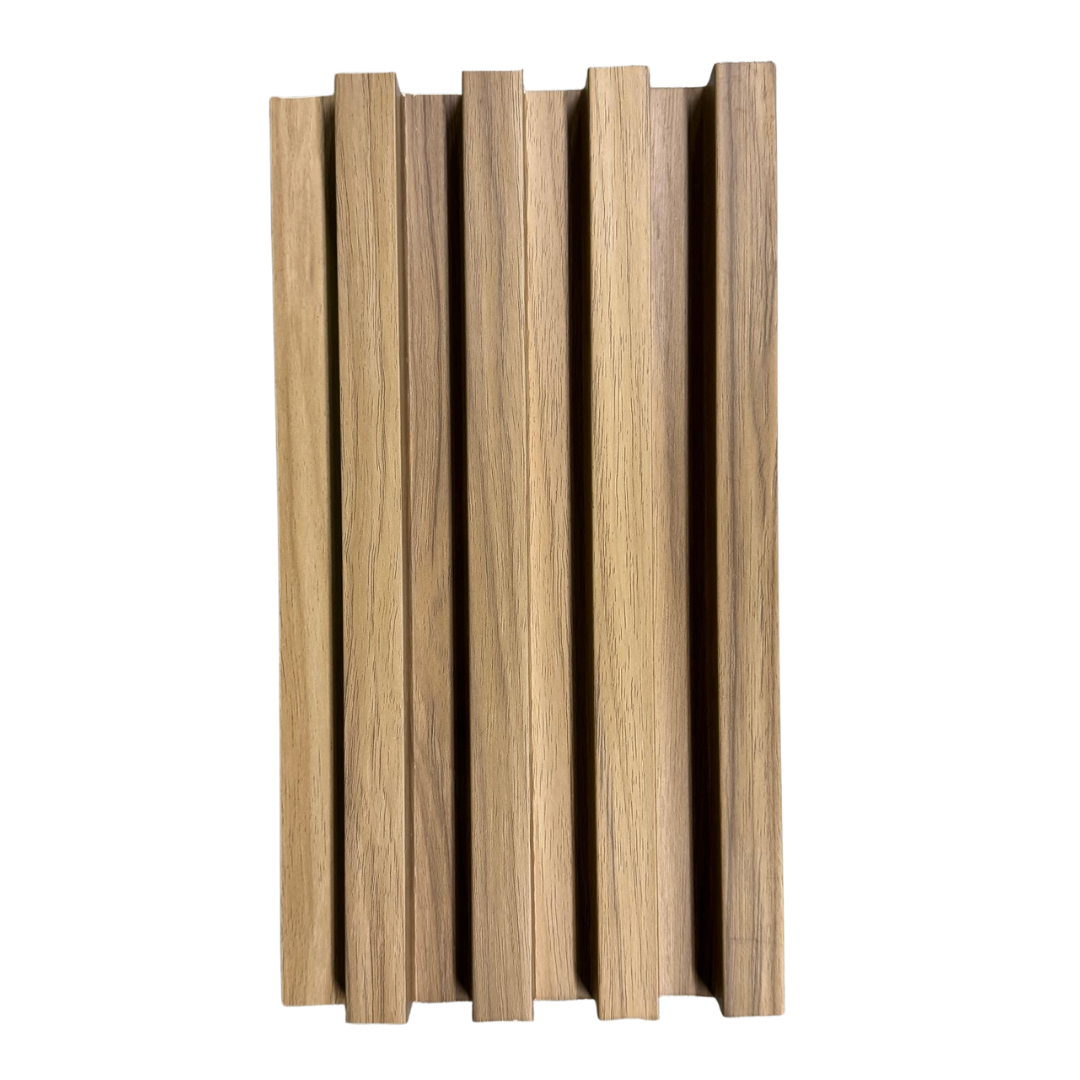 3D Fluted Wall Panel - Natural Teak Faux Wood Grain (Vertical Slats)