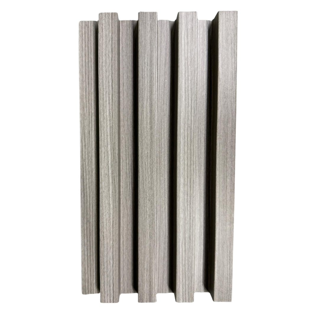 3D Fluted Wall Panel - Coastal Gray Faux Wood Grain (Vertical Slats)