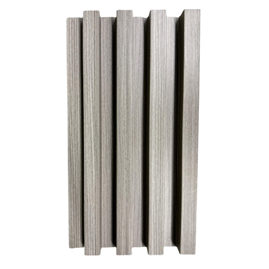 3D Fluted Wall Panel - Coastal Gray Faux Wood Grain (Vertical Slats)