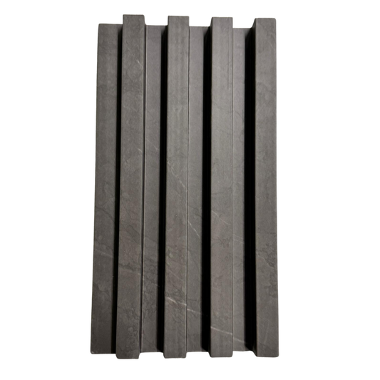 Modern Charcoal Fluted Wall Panel with Marble Veining (Vertical Slats)