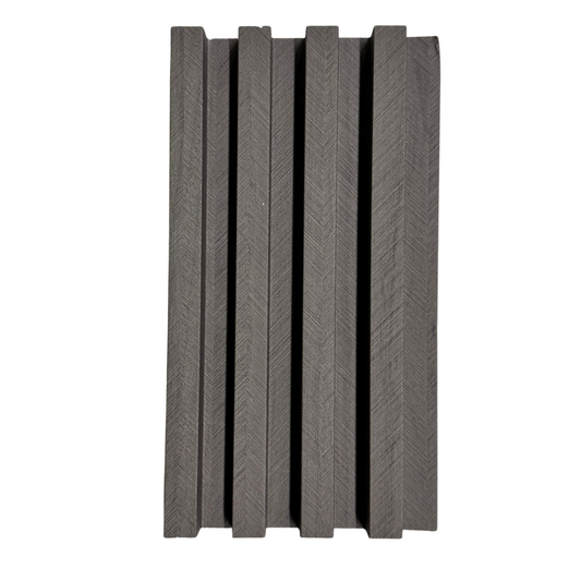 3D Fluted Wall Panel - Chevron Charcoal Faux Wood Slats