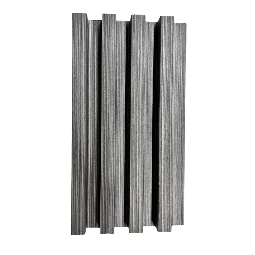 3D Fluted Wall Panel - Contemporary Gray Faux Wood Grain (Vertical Slats)