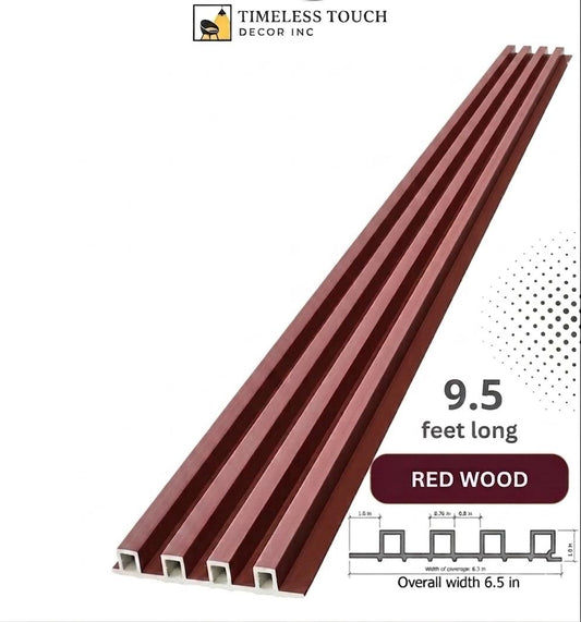 Red Wood WPC Fluted Wall Panel – 9.5 FT Decorative Waterproof Interior Wall Cladding