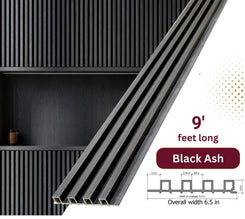 Black Ash WPC Fluted Wall Panel – 9 FT Decorative Waterproof Interior Wall Cladding