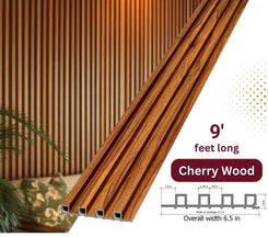 Cherry Wood WPC Fluted Wall Panel – 9 FT Decorative Waterproof Interior Wall Cladding