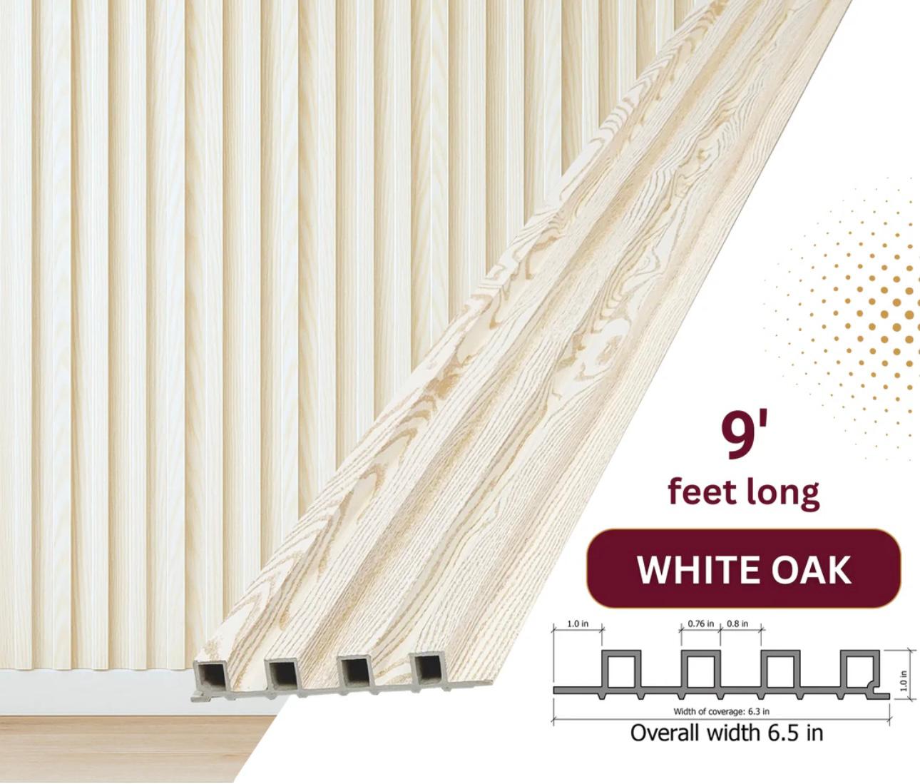 White Oak WPC Fluted Wall Panel – 9 FT Decorative Waterproof Interior Wall Cladding
