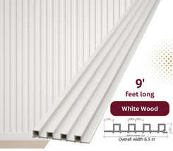 White Wood WPC Fluted Wall Panel – 9 FT Decorative Waterproof Interior Wall Cladding